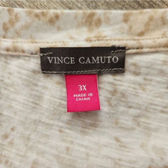 Vince Camuto Beige and Cream Snake Skin Short Sleeve Shirt Size 3X - Picture 7 of 9